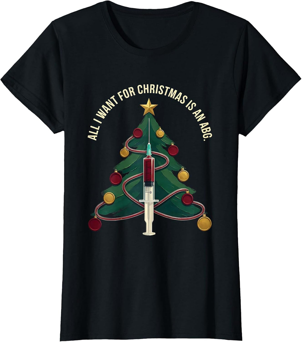 All I Want For Christmas Is An ABG Funny Respiratory T-Shirt - Black