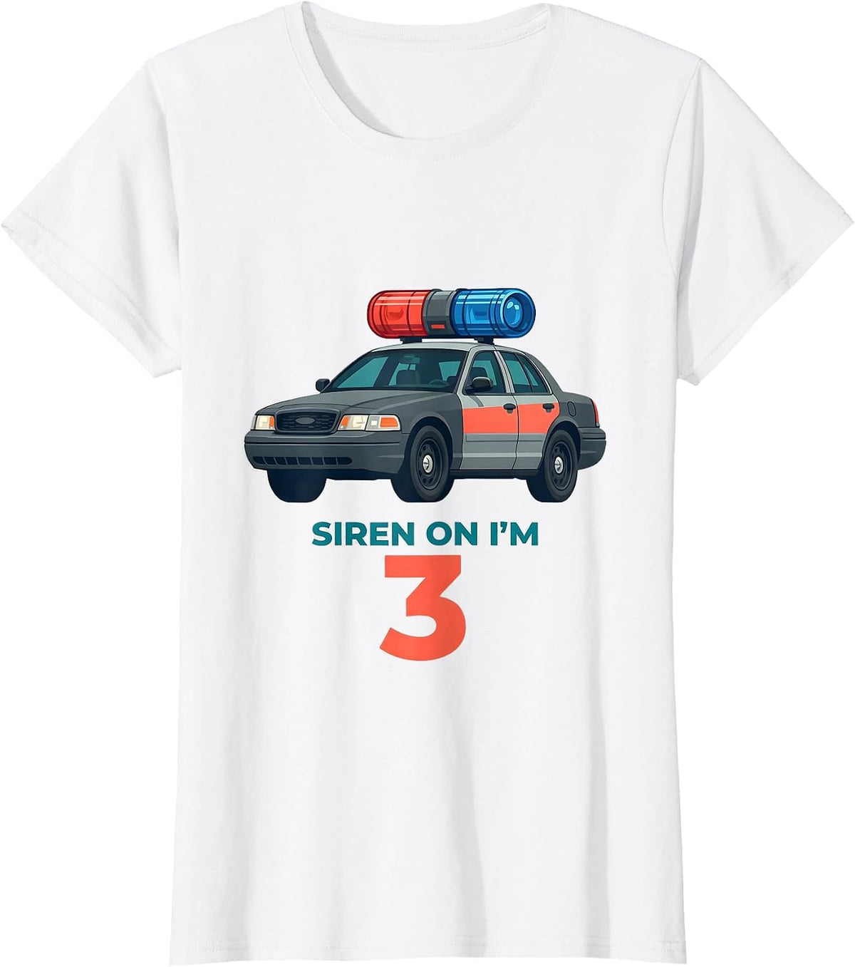Women's Siren On I'm 3 Future Police Officer Toddler Birthday Party T-Shirt - White