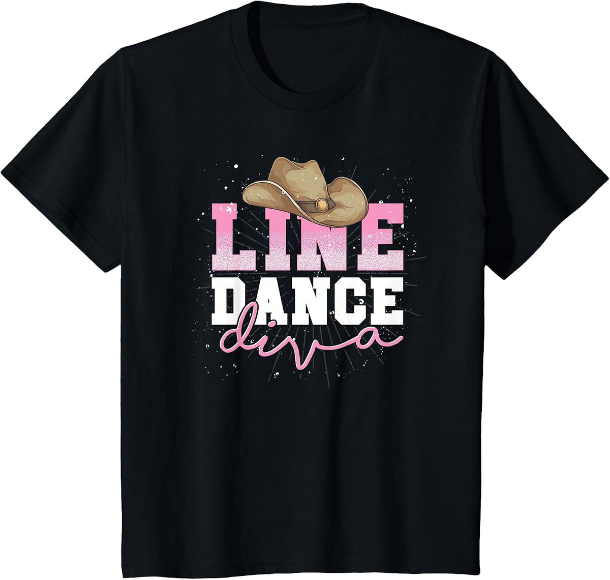 Line Dancing Western Cowgirl Diva Women Cowboy Line Dance T-Shirt - Black