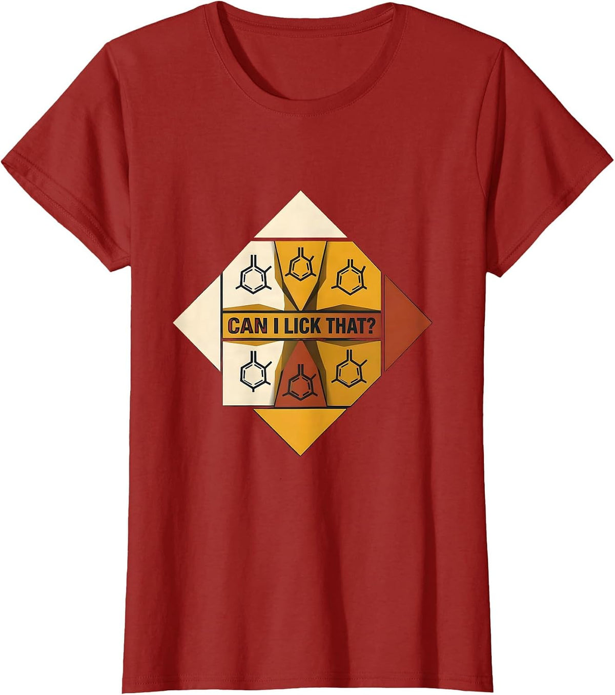 Can I Lick That Funny Periodic Table Science Teacher Humor T-Shirt, Women, Cranberry Red, Medium - As Pictured