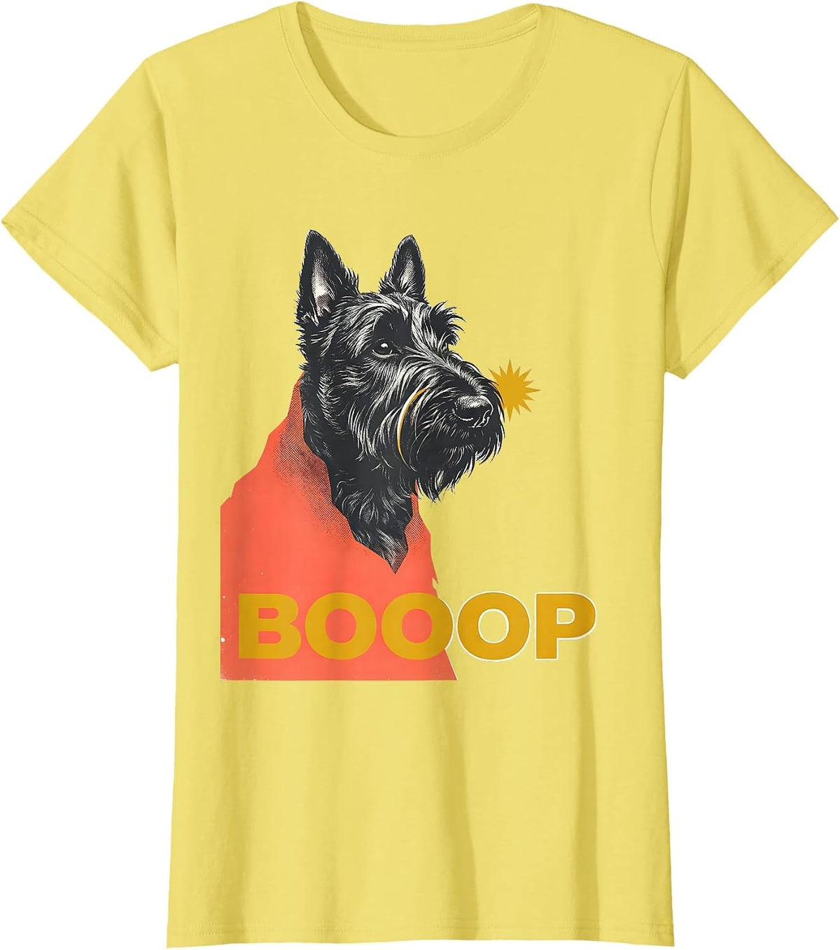Booop Midcentury Modern Ghost Dog Halloween Dog Mom Humor T-Shirt - Lemon Yellow