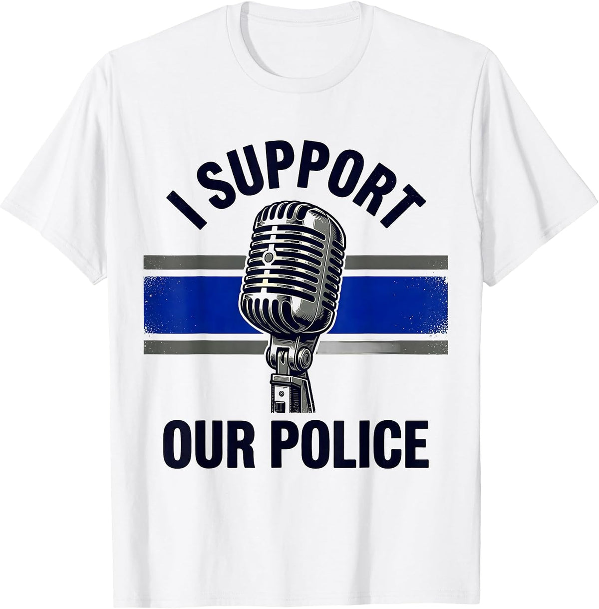 Men's I Support Our Police Vintage Thin Blue Line Police Supporter T-Shirt - White