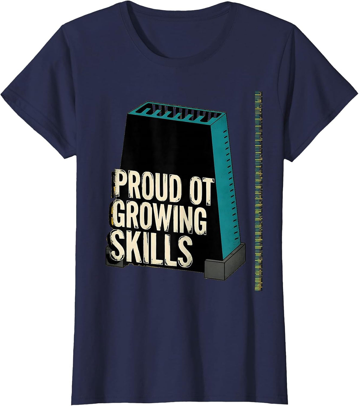 Women's Proud OT Growing Skills Midcentury Modern Occupational T-Shirt - Navy Blue