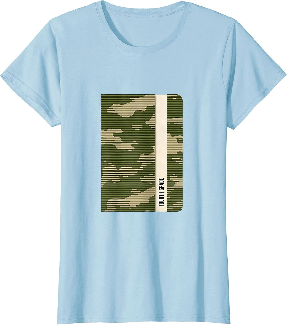 Fourth Grade Camo Back To School Boys Teacher Humor T-Shirt - Baby Blue