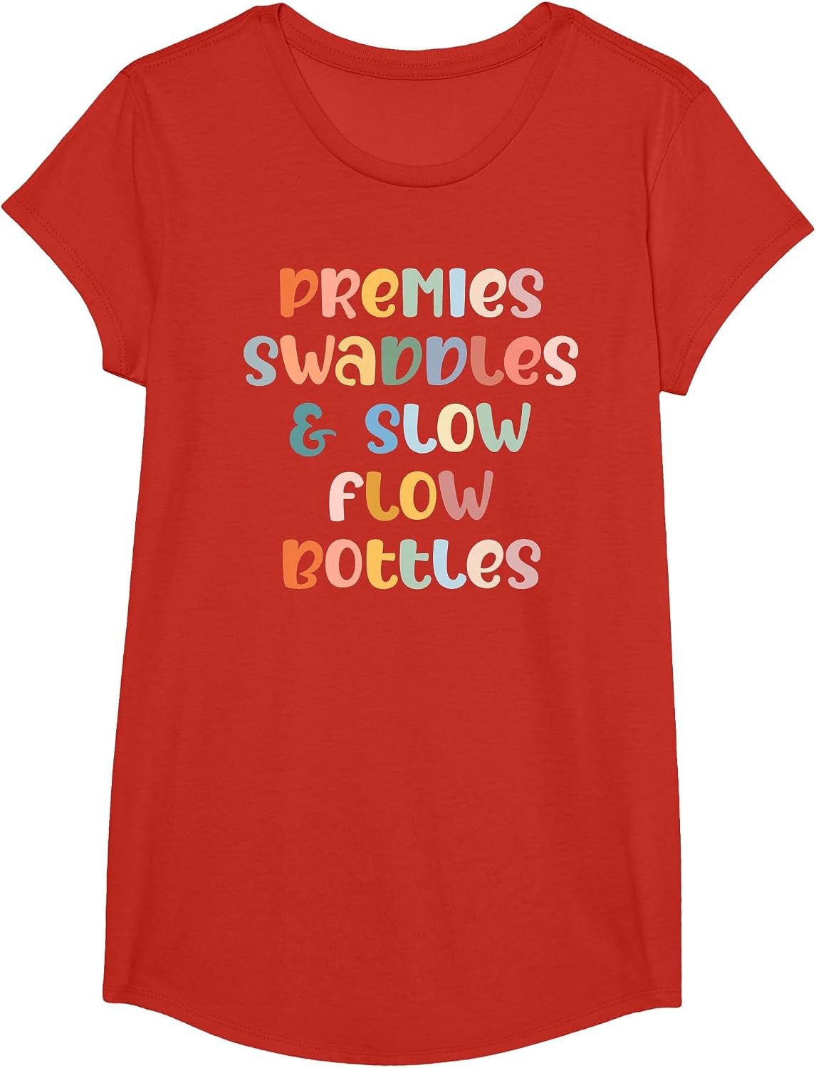 NICU Nurse Neonatal Premies Swaddles & Bottles Tiny Human T-Shirt - Girls Red