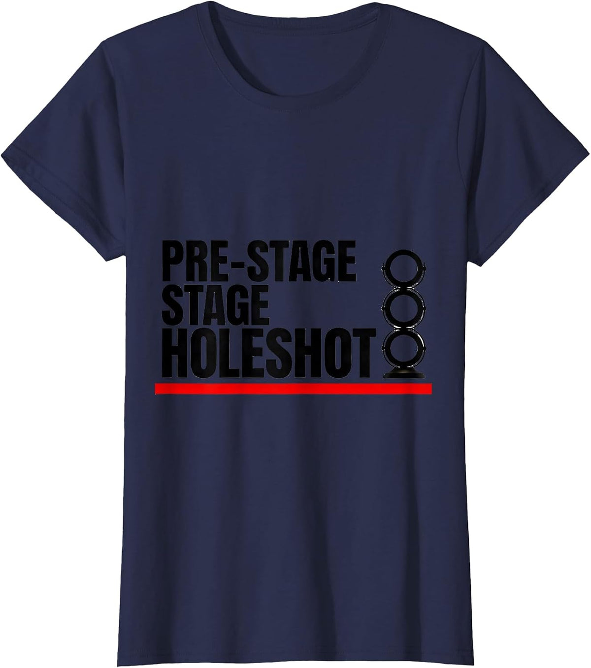 Women's Pre-Stage. Stage. Holeshot Patriotic Drag Racing Checkered T-Shirt - Navy Blue