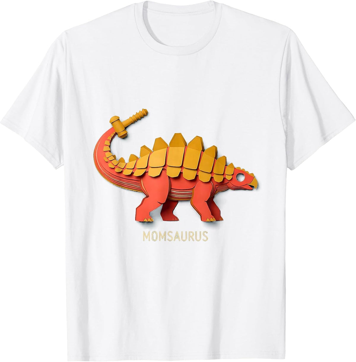 Men's Momsaurus Funny Family Role Dinosaur Lover Paper Cutout T-Shirt - White