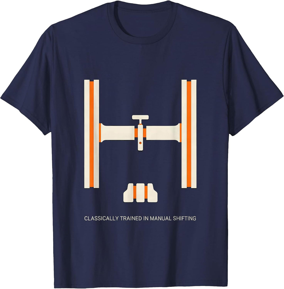 Men's Classically Trained In Manual Shifting Funny Car Guy T-Shirt - Navy Blue