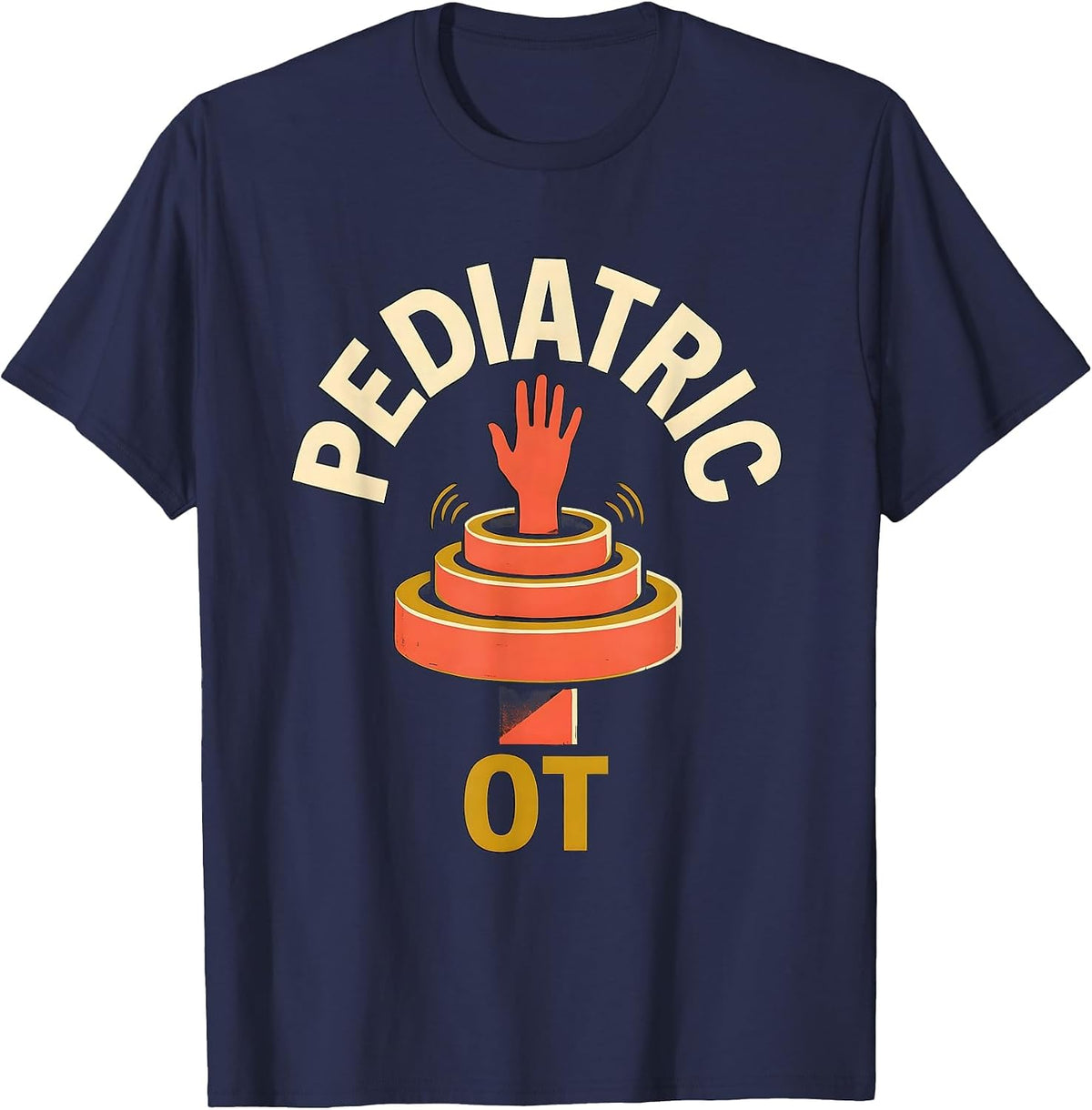 Pediatric OT Retro Screen Print Occupational Therapy T-Shirt - Navy Blue