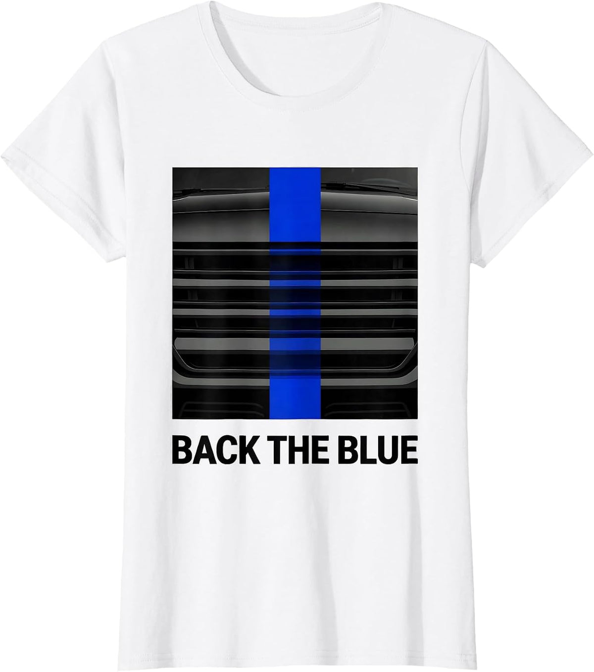 Back The Blue Thin Blue Line Police Support Patriotic T-Shirt - White