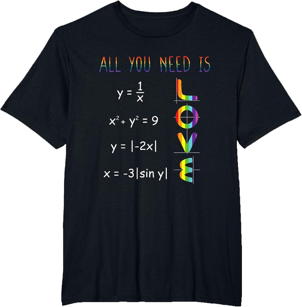 All You Need is a Love of LGBT Maths Pride Month T-Shirt - Black
