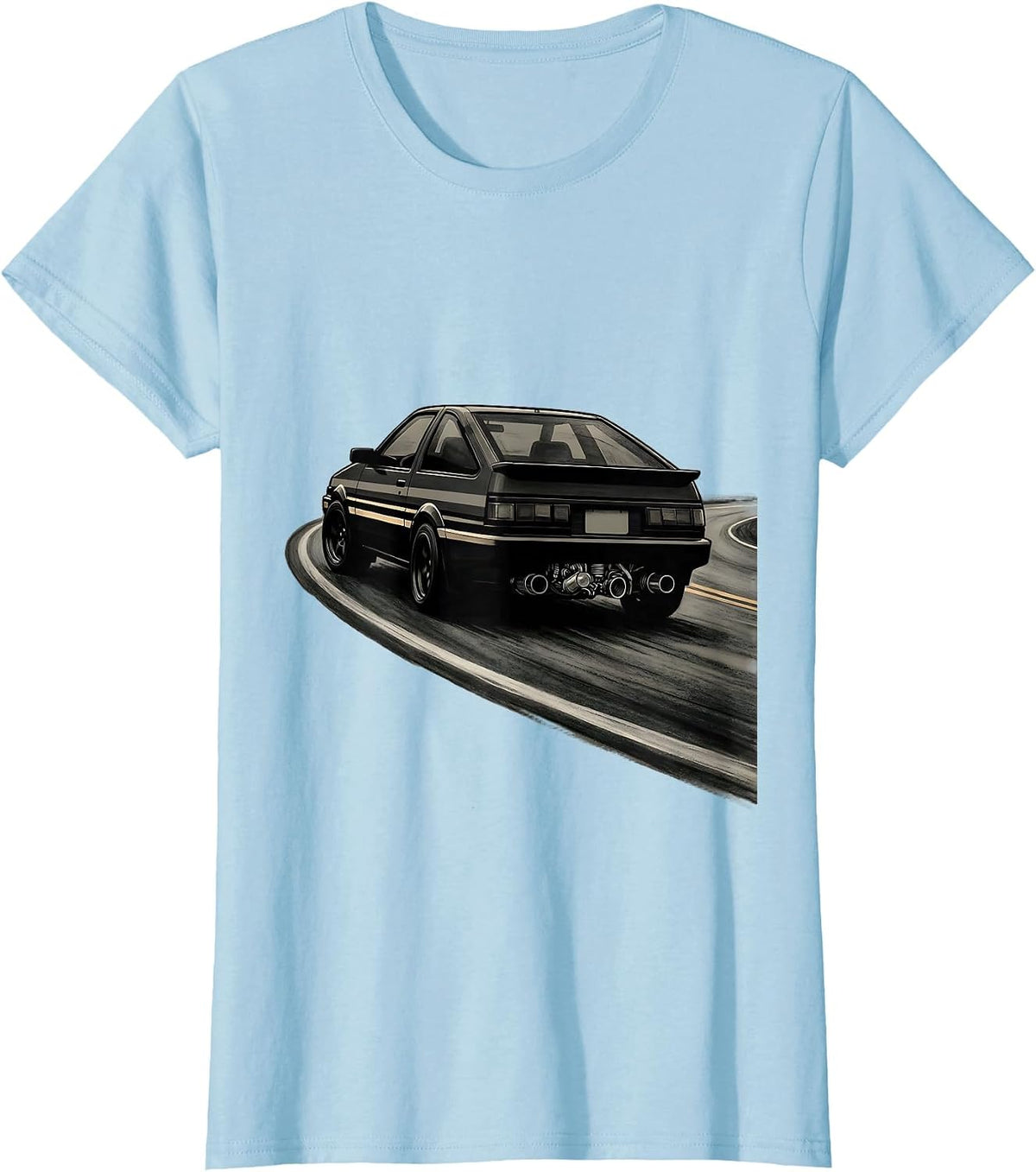 Turbo-Era JDM Coupe Drift Car Retro Tuner Nostalgia T-Shirt - Baby Blue