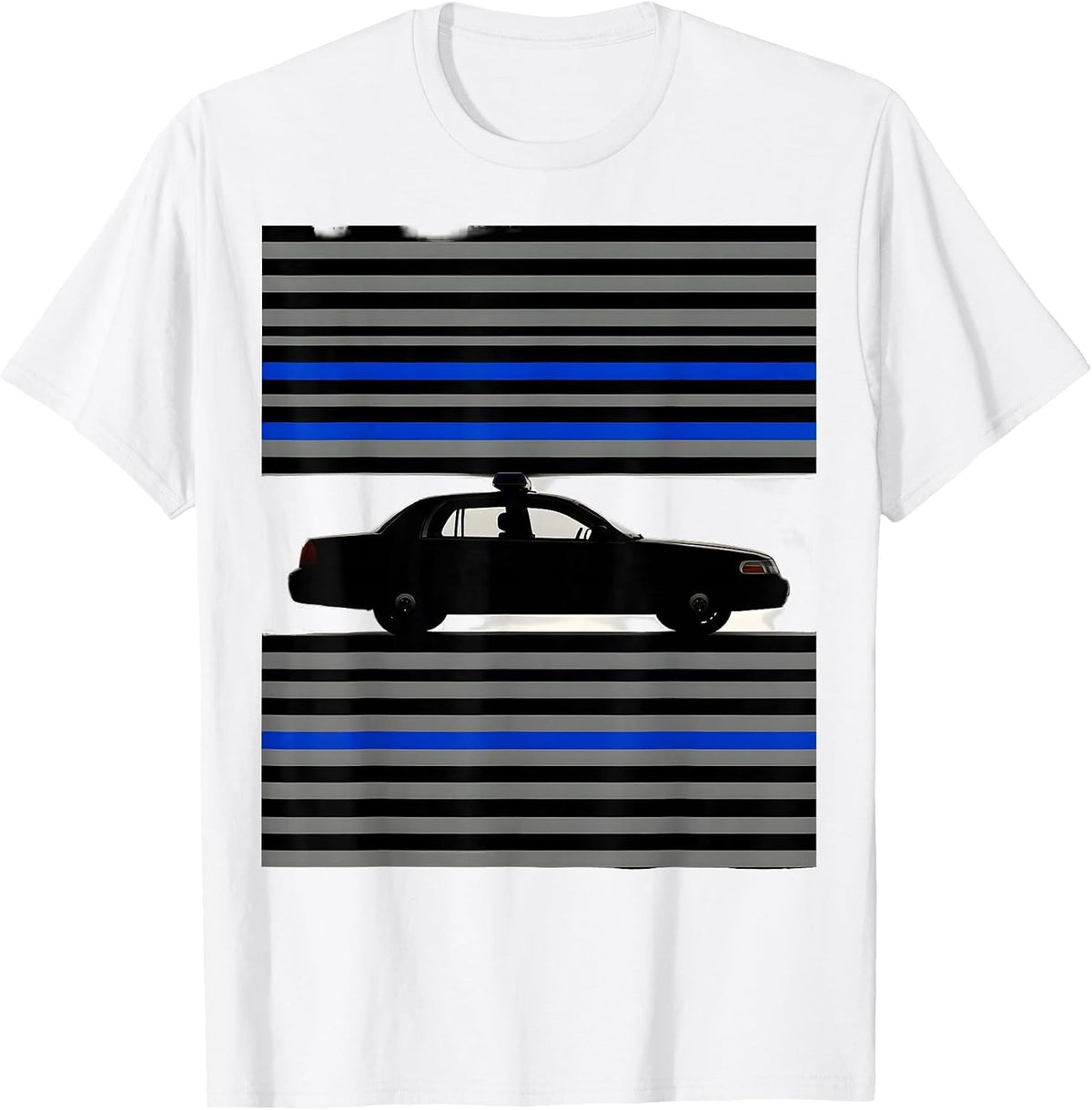 Men's Thin Blue Line Police Patrol Car Support Officer T-Shirt - White