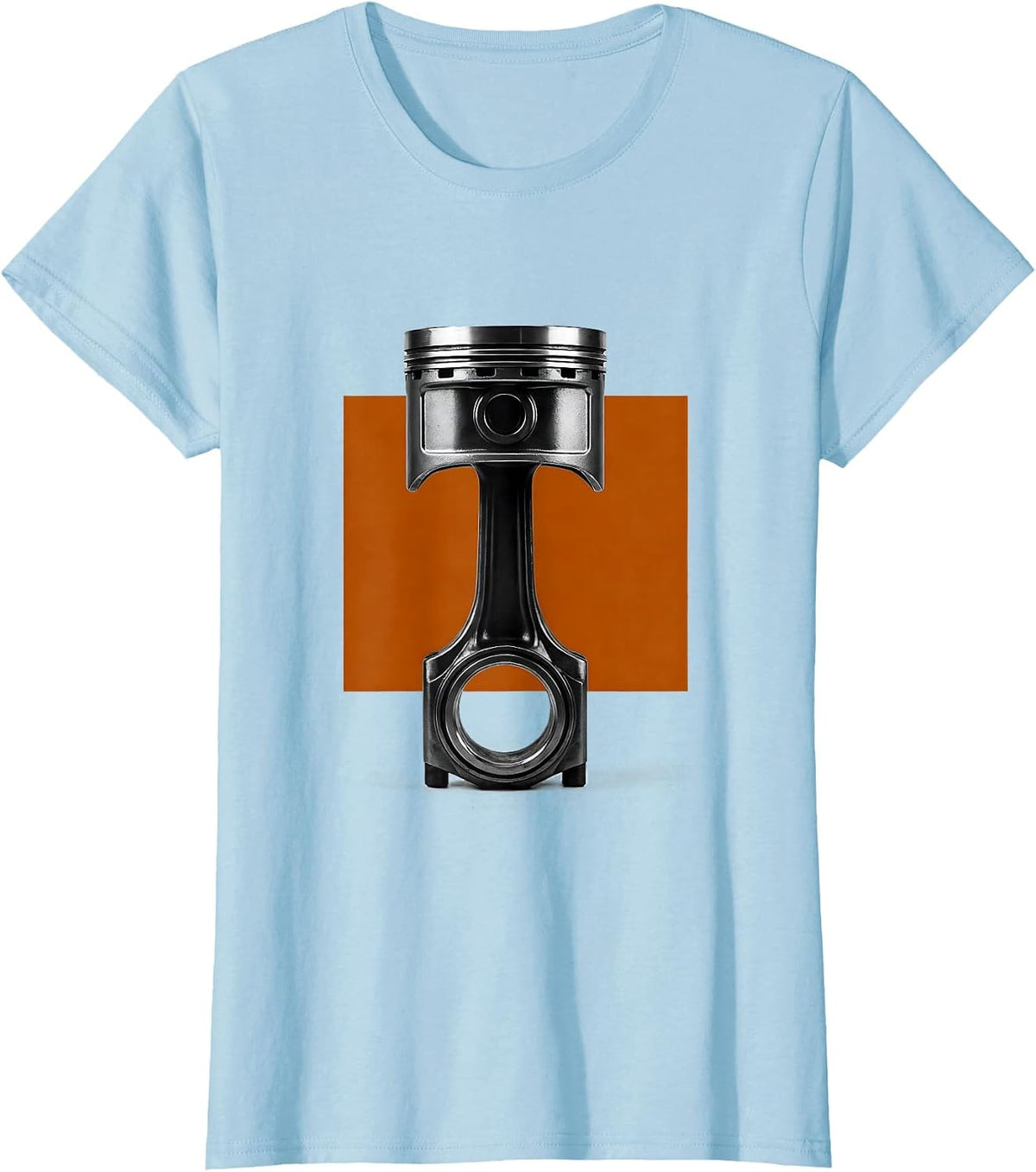 Chrome Piston Minimalist Car Enthusiast Mechanic Humor T-Shirt - Baby Blue