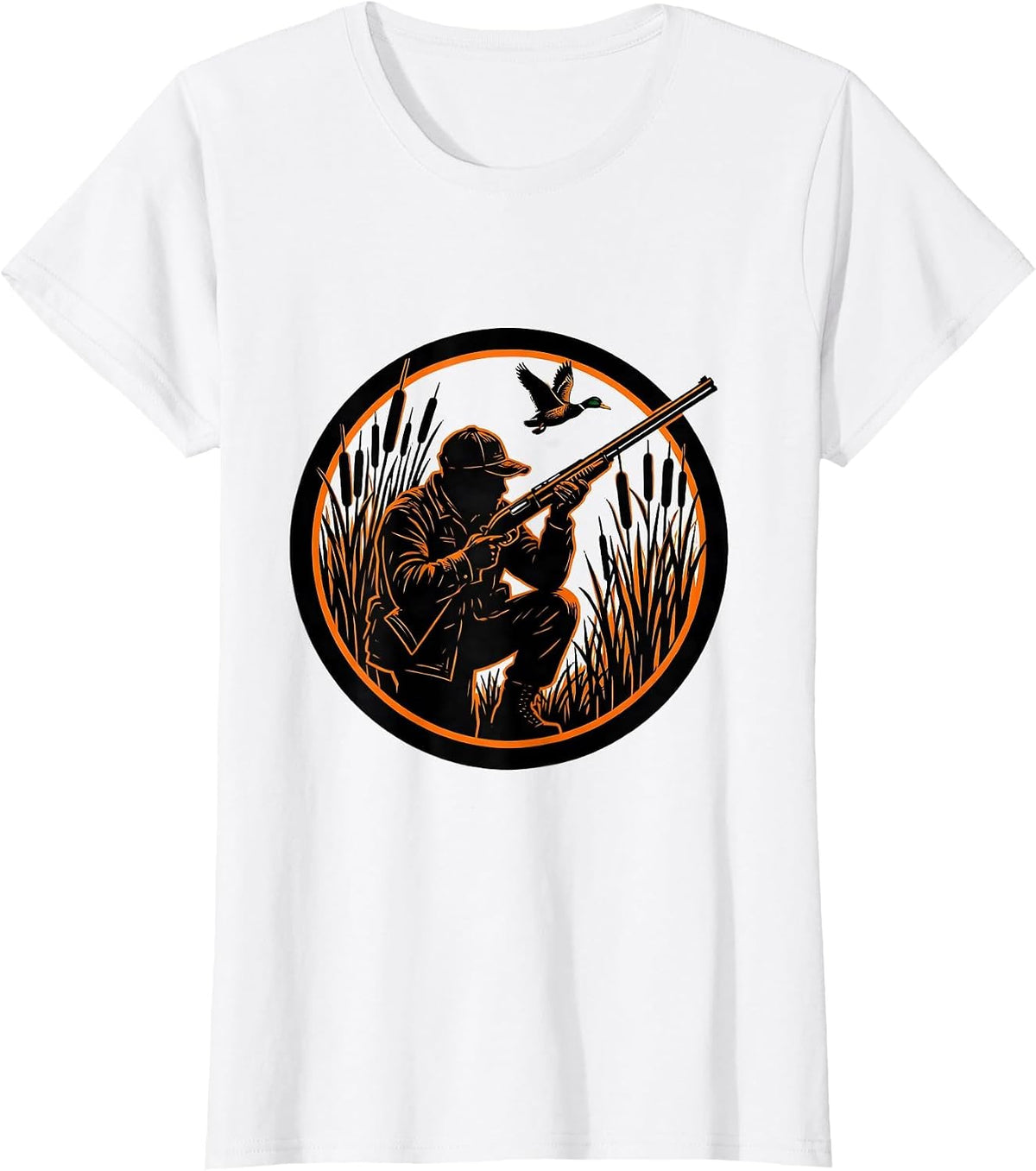 Old School Camo Duck Hunter Cattail Marsh T-Shirt - White