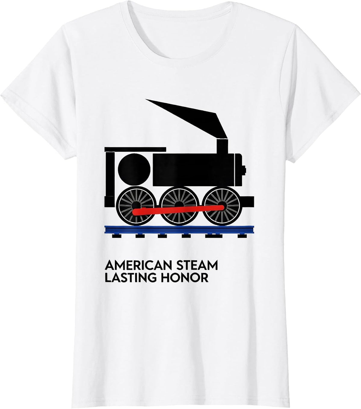 American Steam Lasting Honor Bauhaus Modernist Train T-Shirt - White