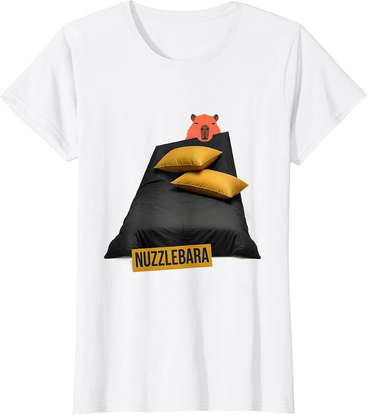 Nuzzlebara Cute Capybara Sleepy Humor Kids Adults Cozy Gift T-Shirt - White