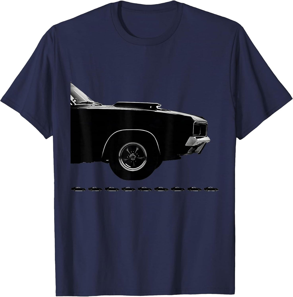 Men's Vintage Muscle Car Silhouette Classic Enthusiast Pride T-Shirt - Navy Blue