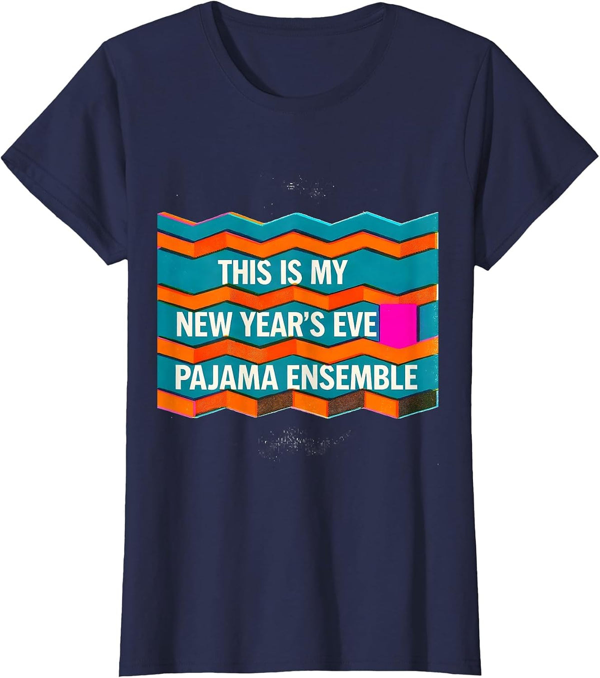 Women's This Is My New Year's Eve Pajama Ensemble Risograph T-Shirt - Navy Blue