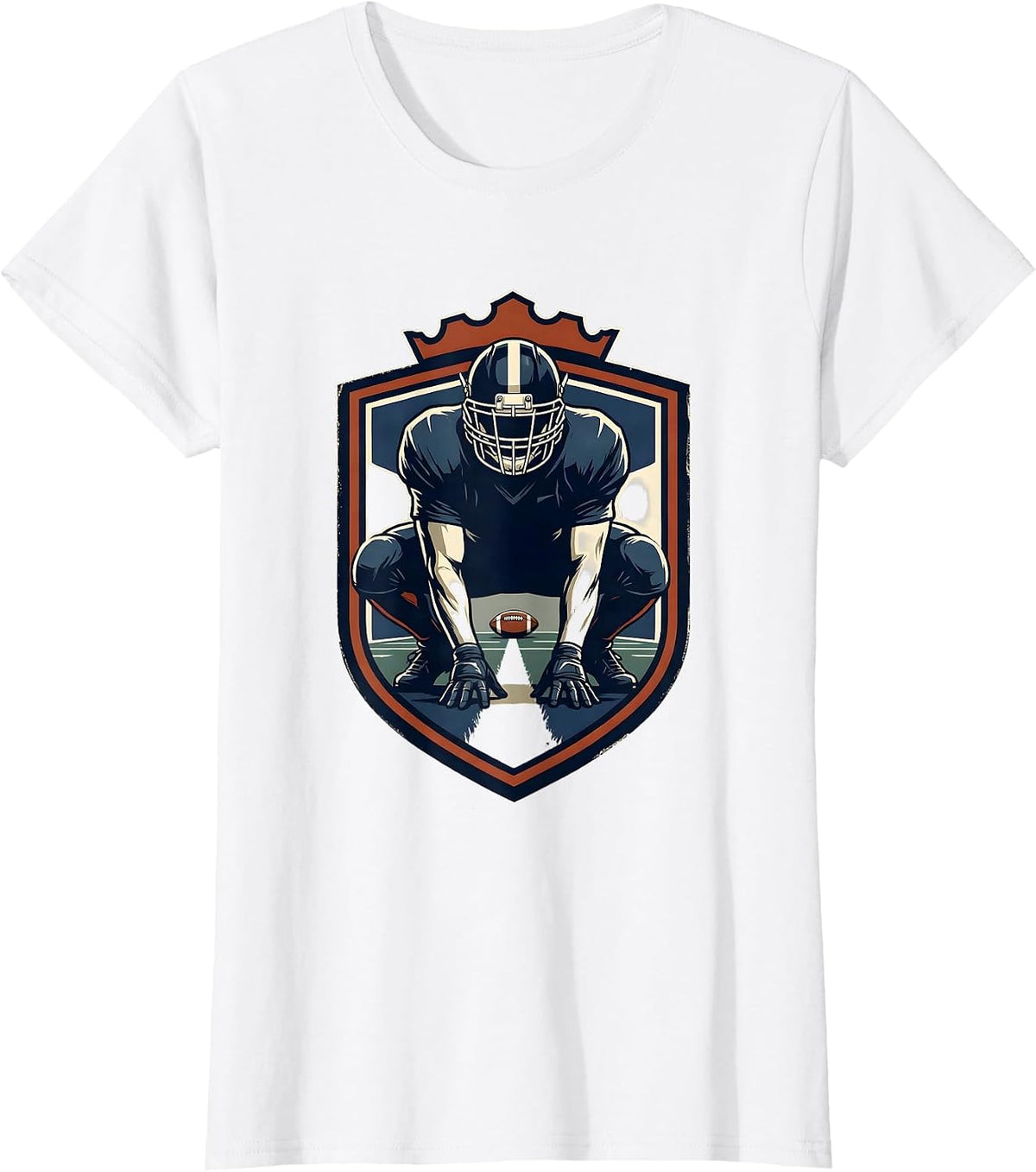 Women's Lineman Shield Emblem Football Player Humor T-Shirt - White