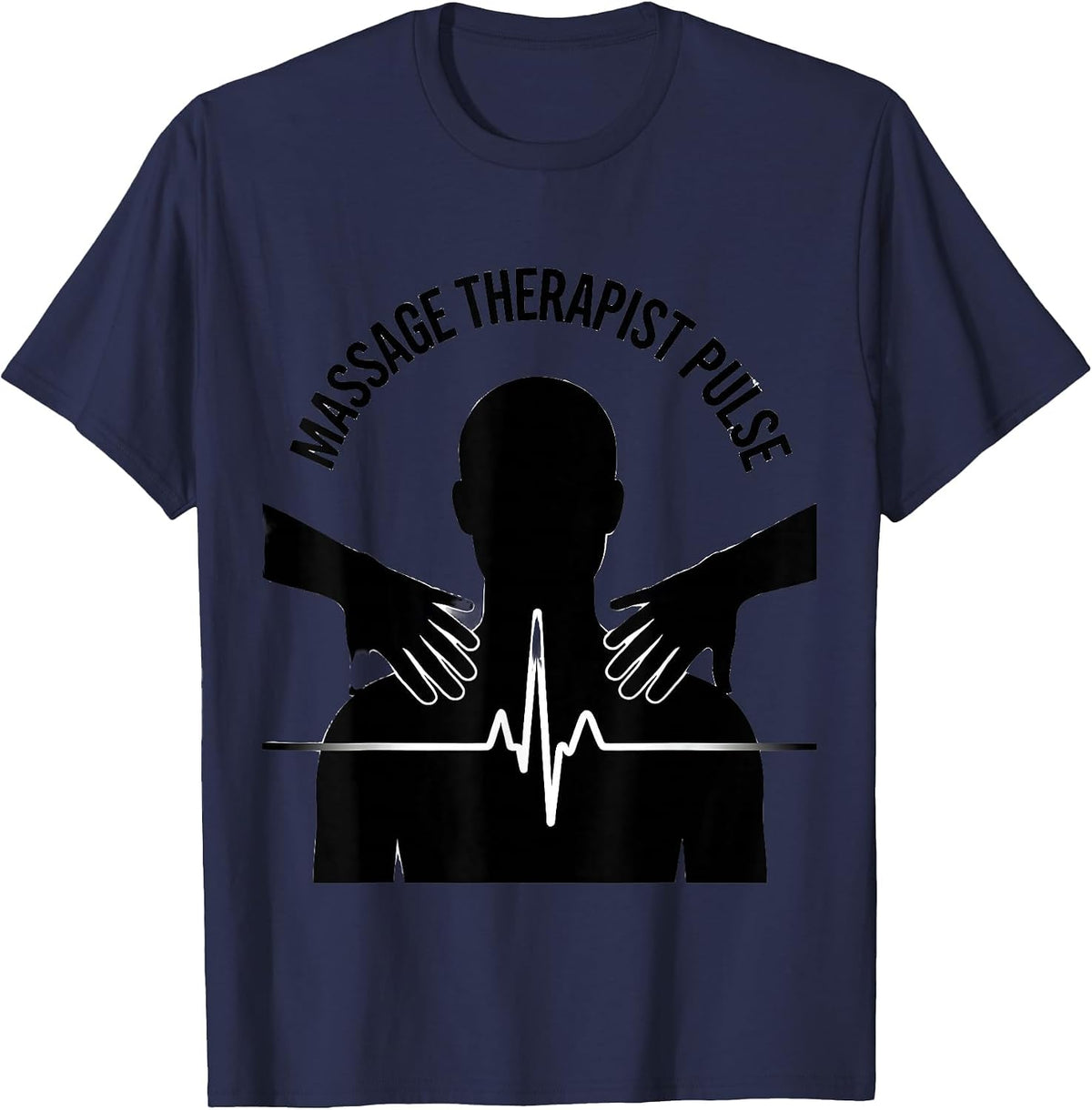 Men's Massage Therapist Pulse Occupational Pride EKG Pulse T-Shirt - Navy Blue