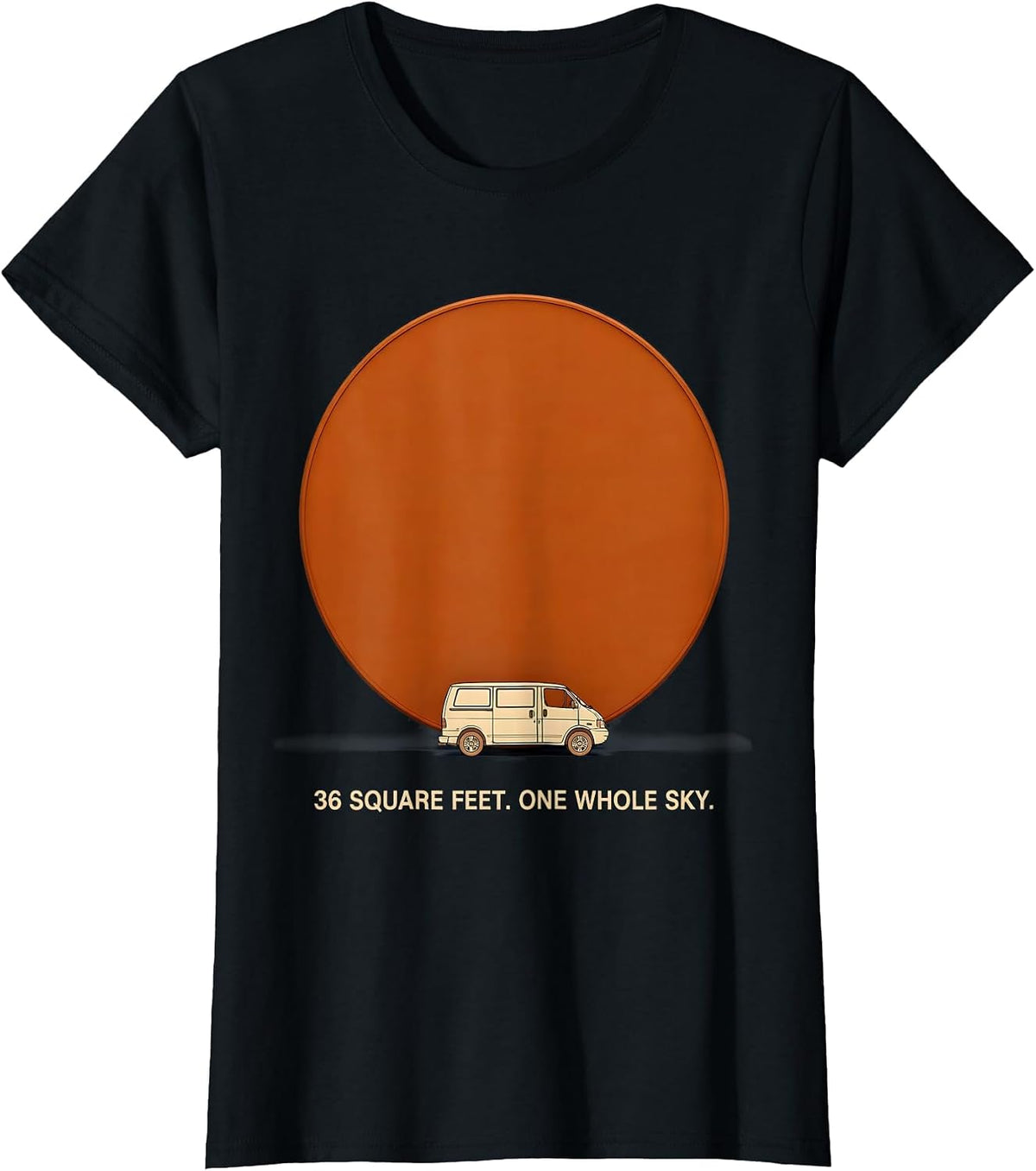 36 Square Feet One Whole Sky Retro Van Life Nomads Adventure T-Shirt - Black