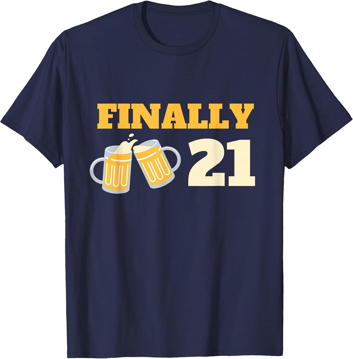 Turning 21 21st Birthday Finally 21 T-Shirt - Navy Blue
