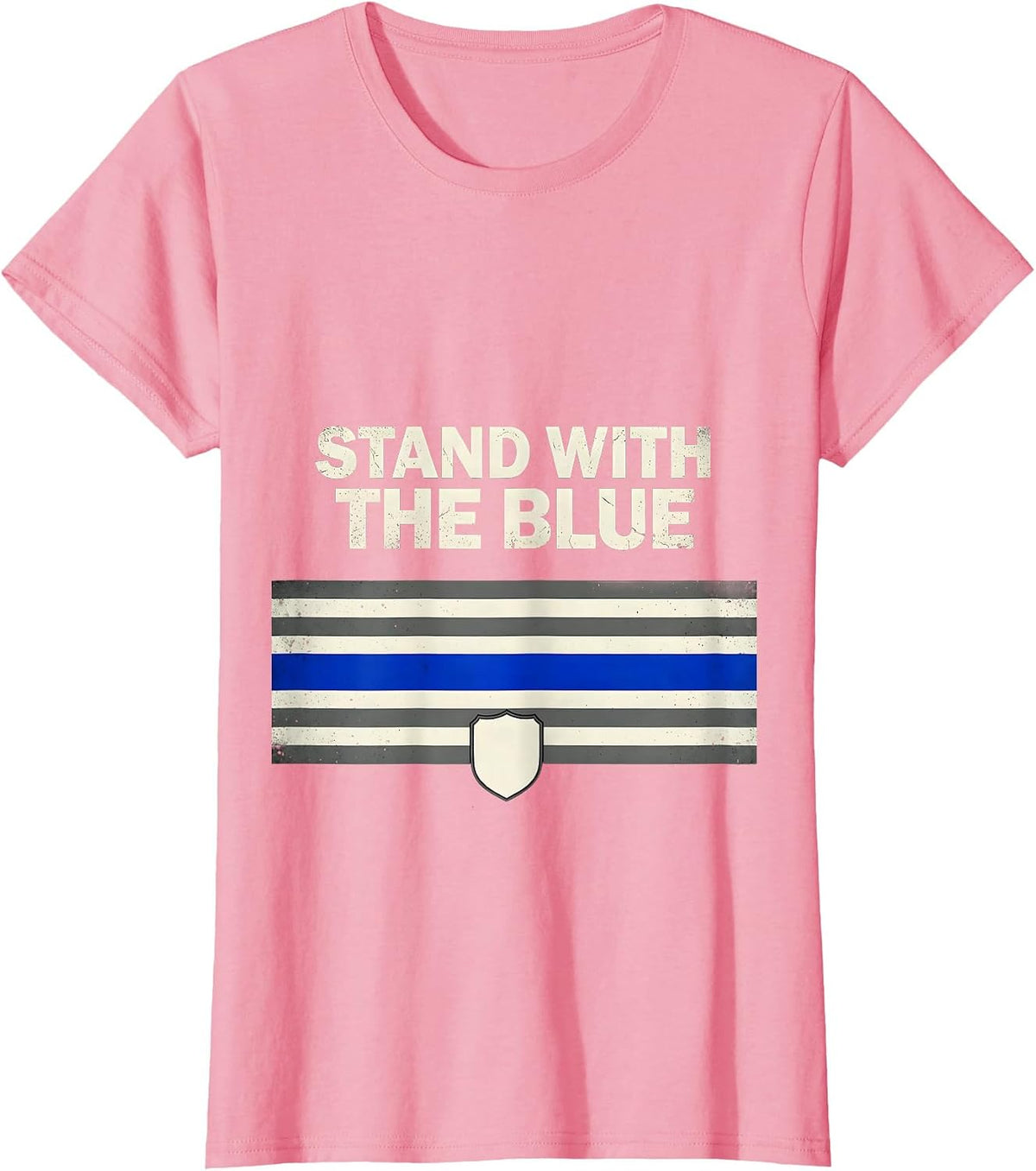 Women's Stand With The Blue Patriotic Thin Blue Line Police Support T-Shirt - Pink
