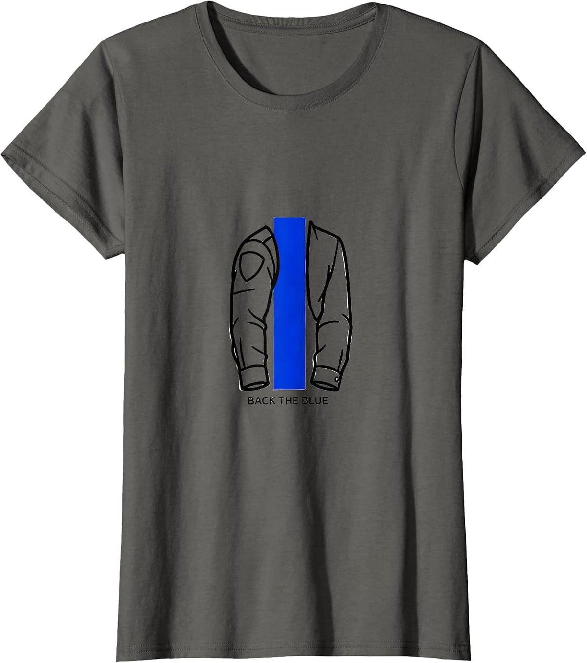 Women's Back The Blue Thin Blue Line Police Support Family Pride T-Shirt - Asphalt Grey