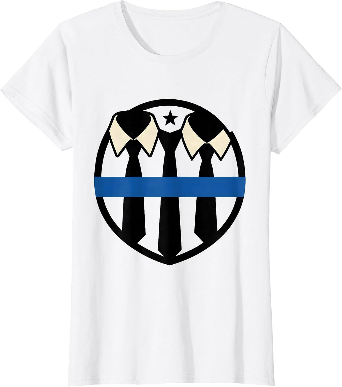 Women's Sealed Shield Thin Blue Line Police Supporter Tribute T-Shirt - White