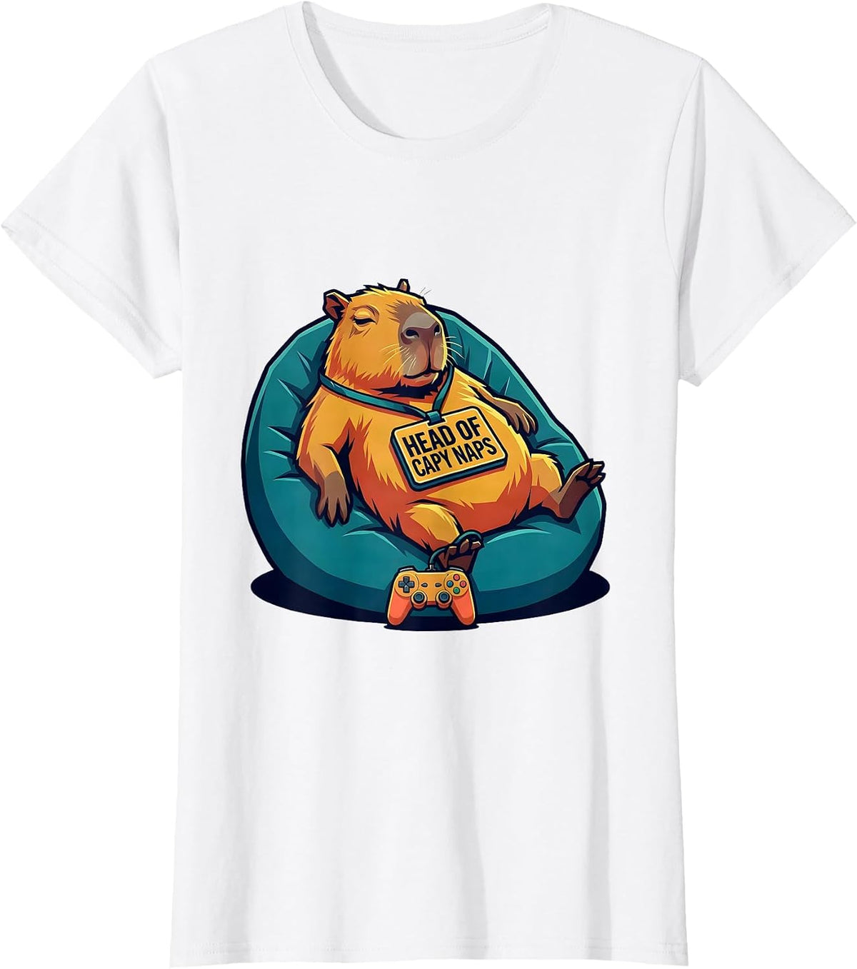 Head of Capy Naps Funny Capybara Gamer Humor Video Games T-Shirt - White