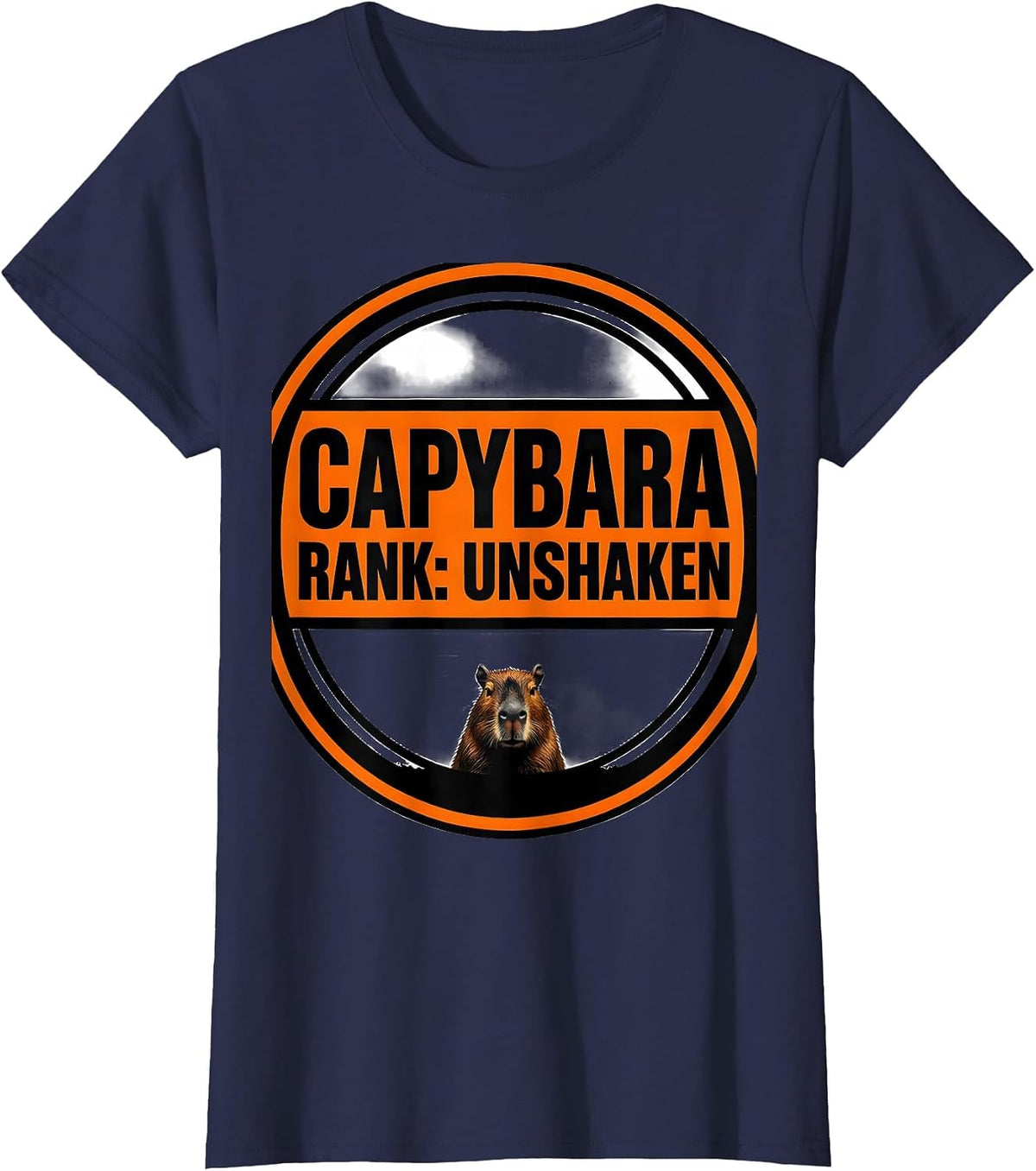 Women's Capybara — Rank: Unshaken Brutalist Animal Humor T-Shirt - Navy Blue