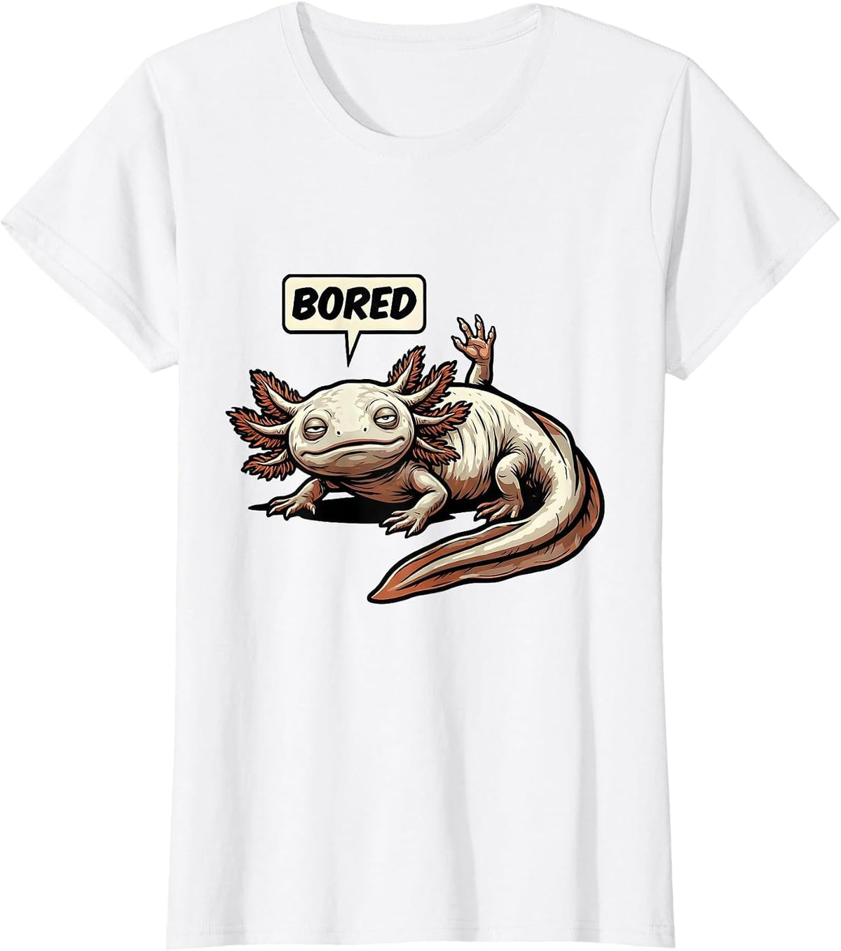 Bored Funny Axolotl Kawaii Kids Teens Retro Vintage T-Shirt - White