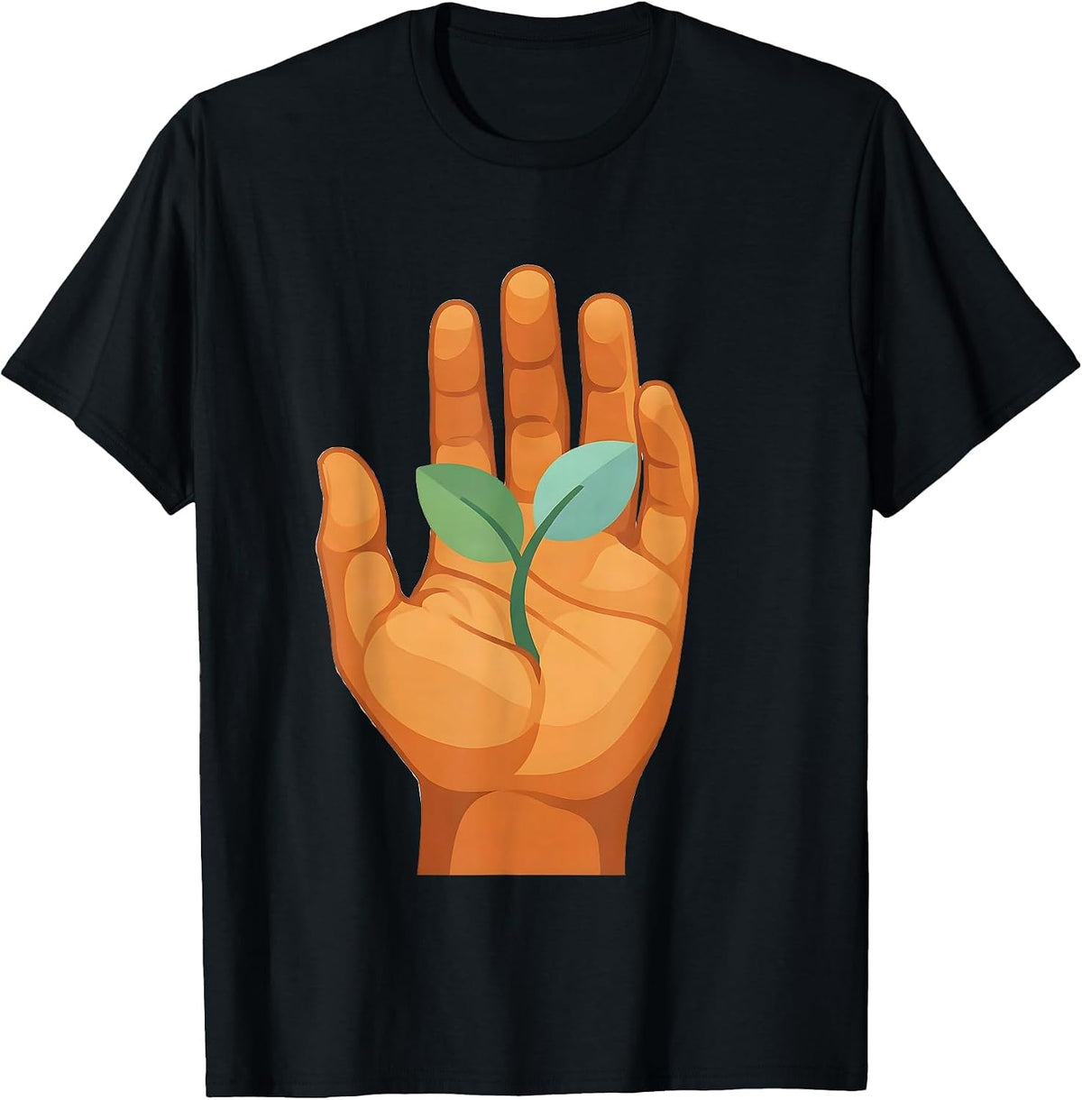 Men's Occupational Therapy Open Hand Sprout Growth Design T-Shirt - Black
