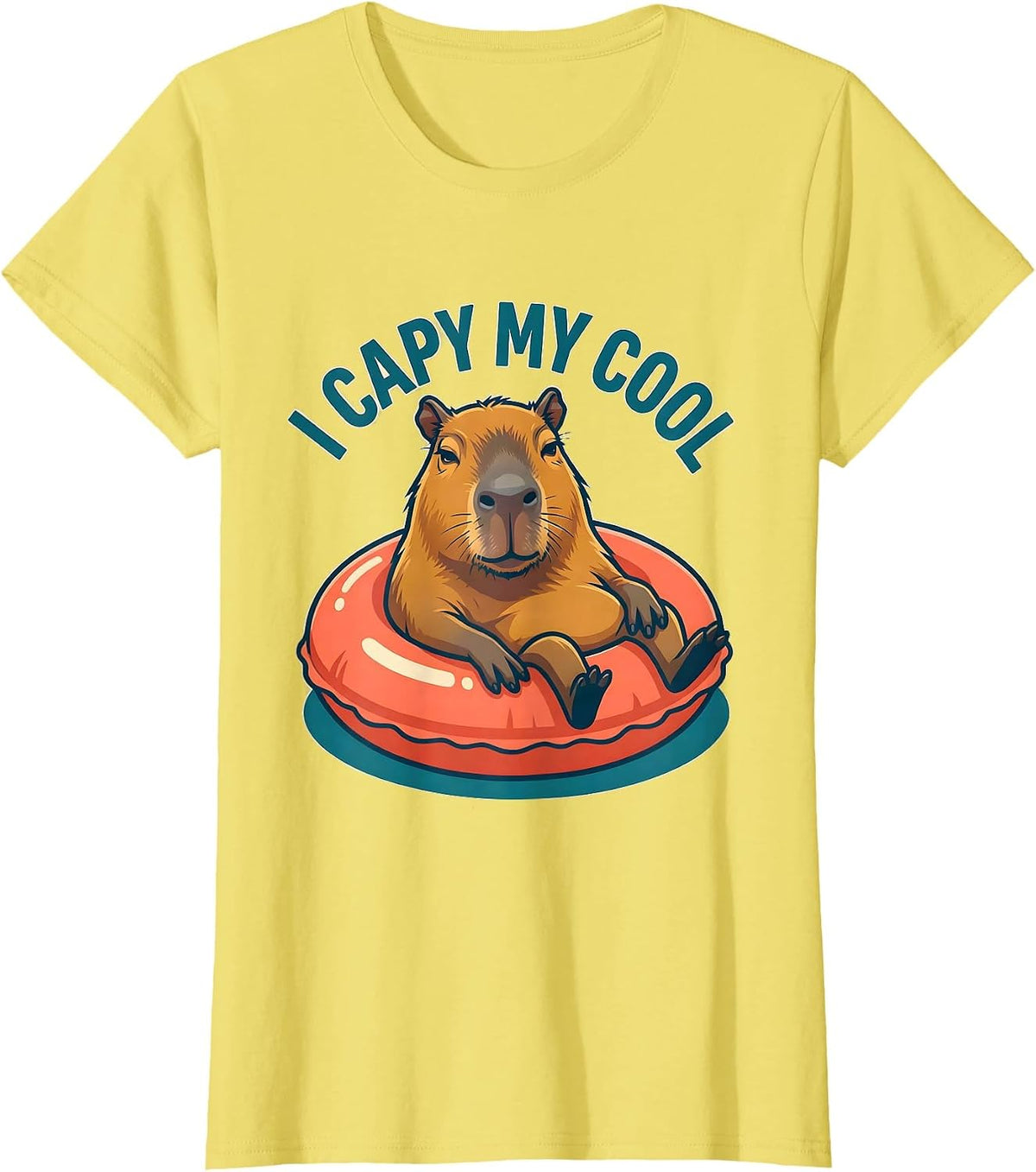 Women's I Capy My Cool Funny Capybara Animal Lover Meme Humor T-Shirt - Lemon Yellow