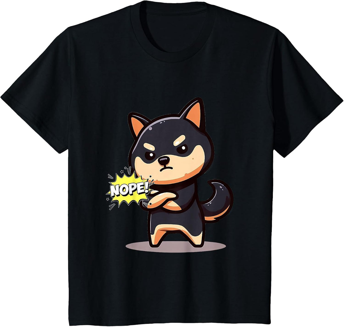 Nope Stubborn Black and Tan Shiba Inu T-Shirt - Black