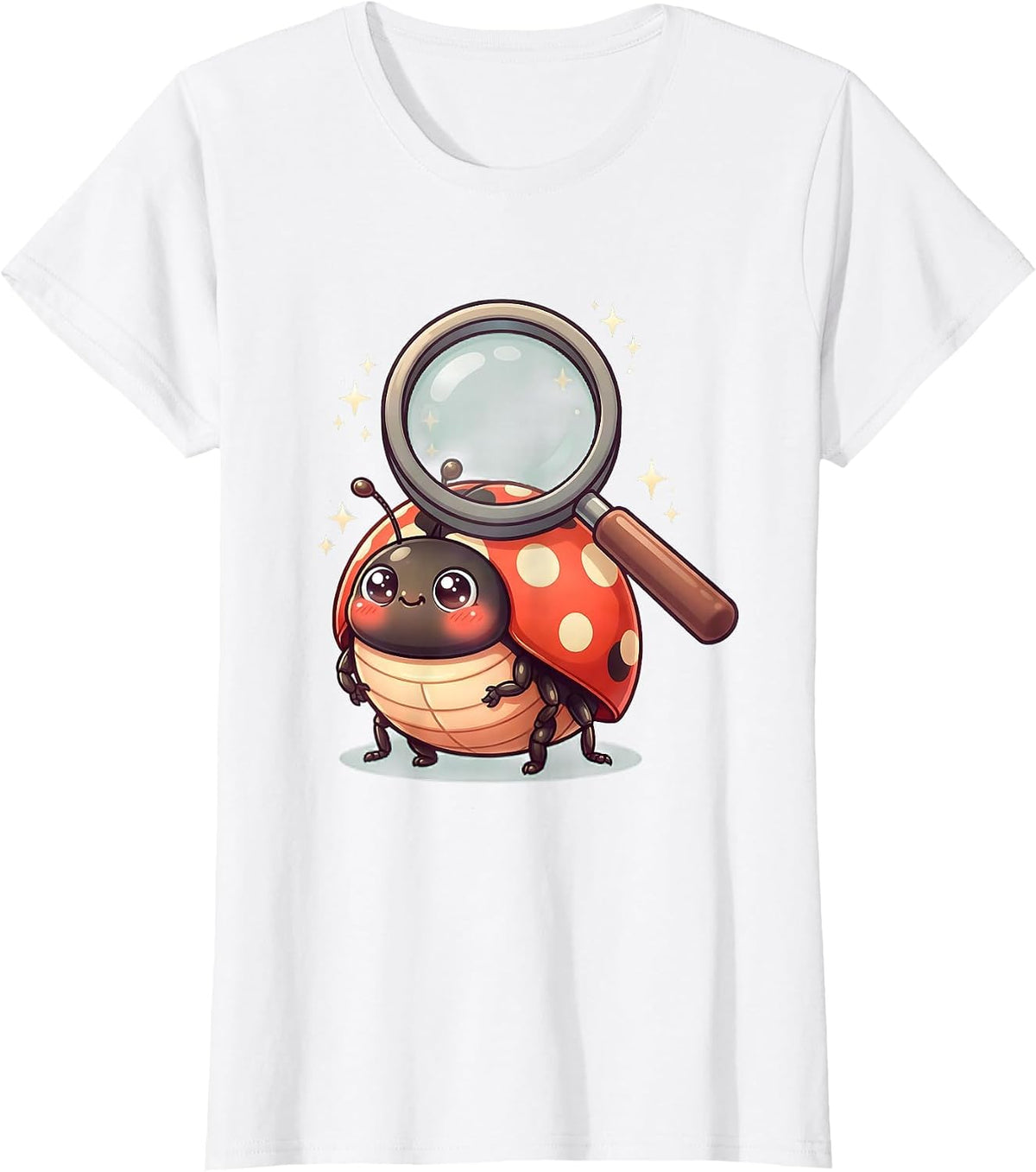 Women's Preschool Teacher Ladybug Magnifying Glass T-Shirt - White