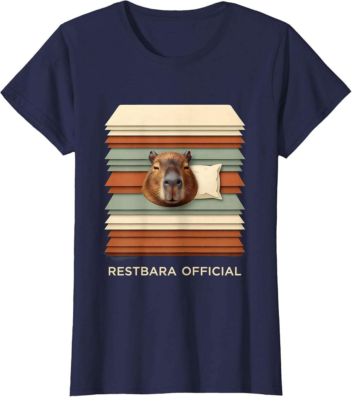 Women's Restbara Official Cute Capybara Sleepwear Pajama Kids Humor T-Shirt - Navy Blue