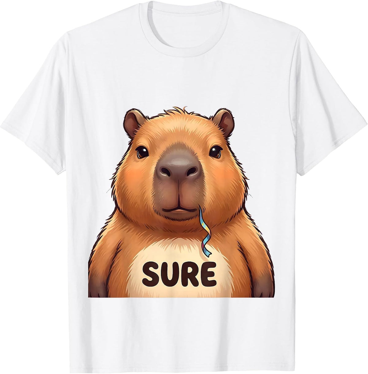 Sure Cute Capybara Kawaii Animal Lover Humor T-Shirt - White