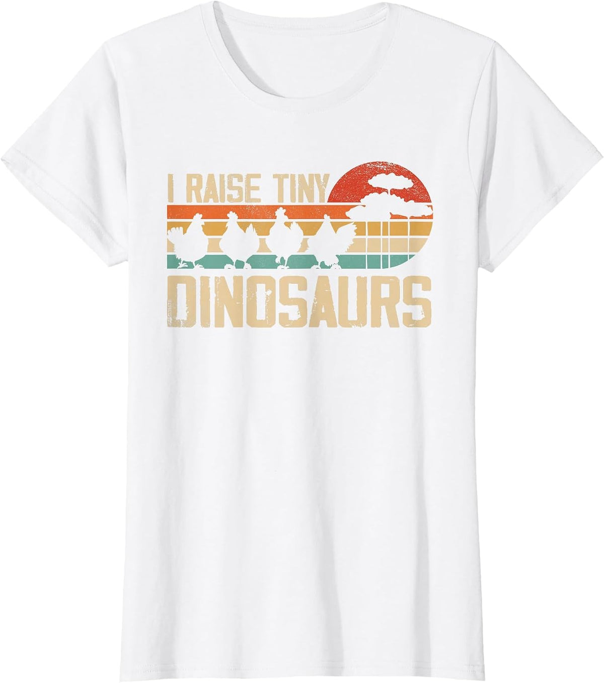I Raise Tiny Dinosaurs Tees Retro Chicken Silhouette T-Shirt - White