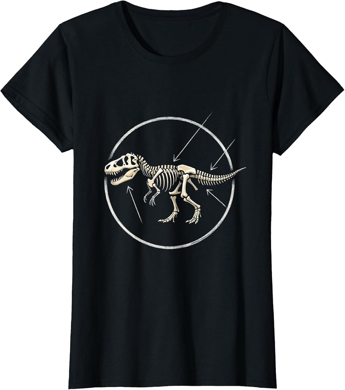 Dinosaur Skeleton Scientific Diagram Illustration T-Shirt - Black