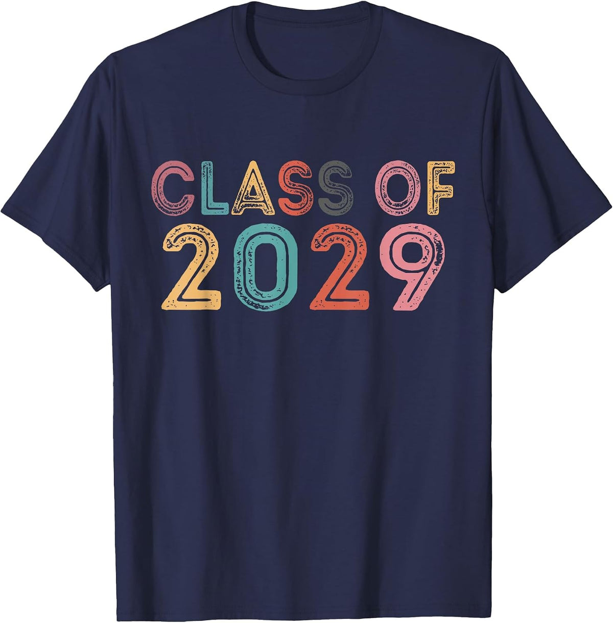 Class of 2029 Grow with Me Graduation 2029 T-Shirt - Navy Blue