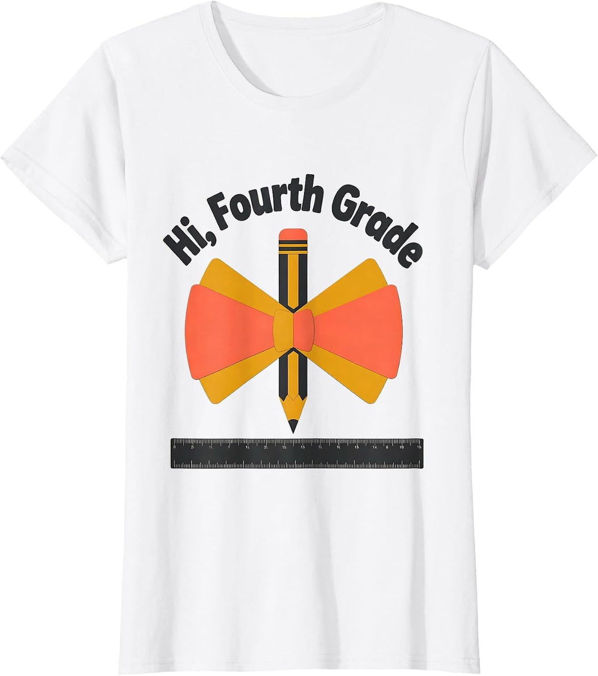 Hi, Fourth Grade Midcentury Modern Coquette Bow Back T-Shirt - White