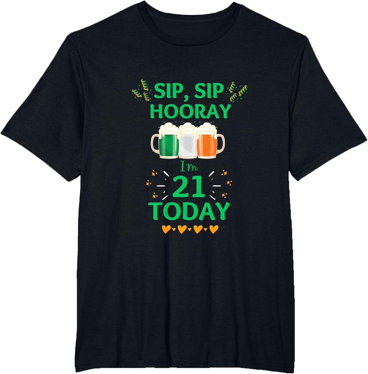 March 17th St. Patrick's Day 21st Birthday I'm 21 Irish Flag T-Shirt - Black