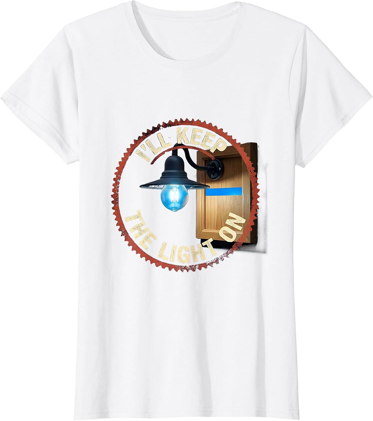 Women's I'll Keep the Light On Thin Blue Line Police Support T-Shirt - White
