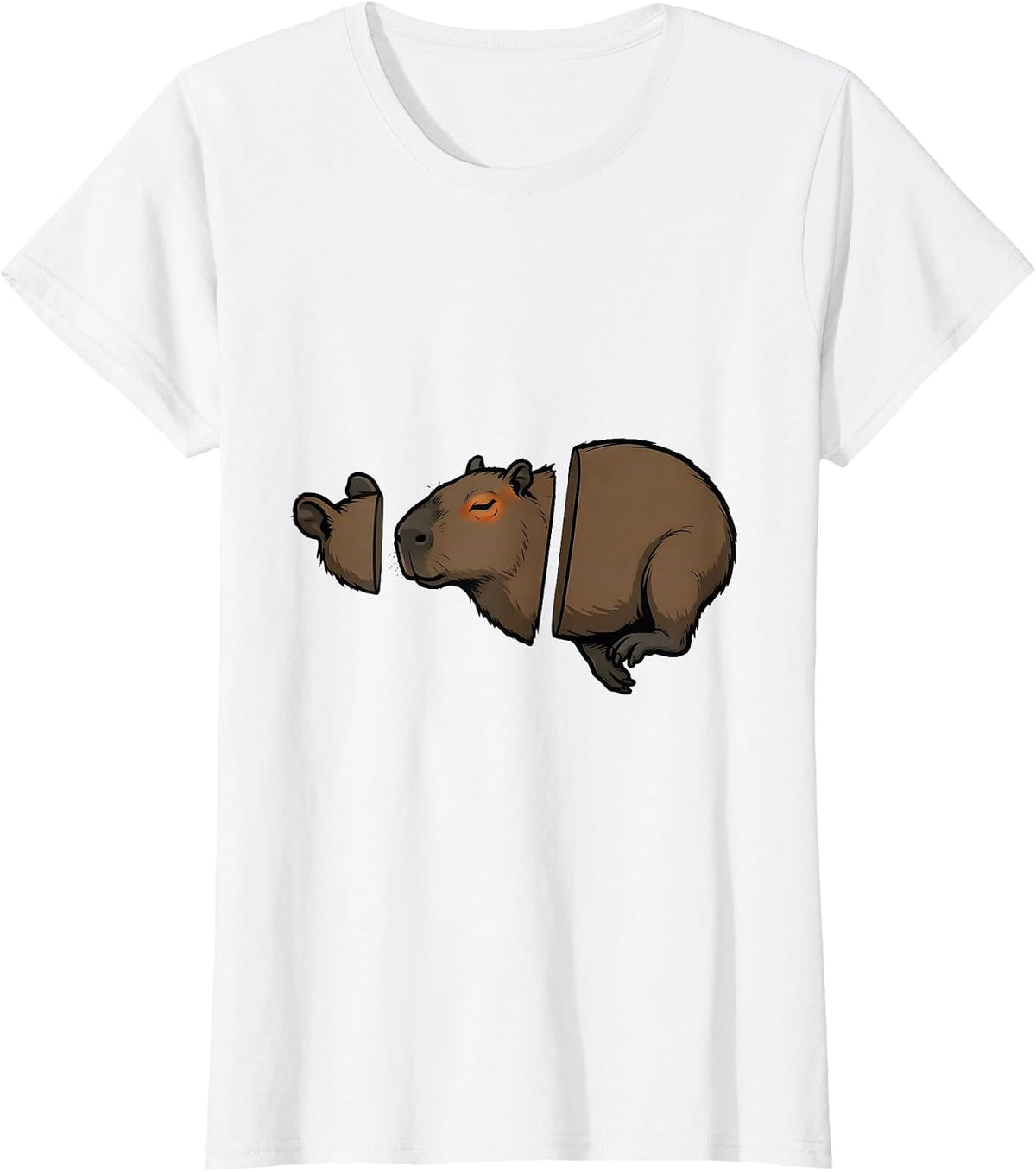 Exploded Capybara Silhouette Funny Animal Meme Gamer T-Shirt - White