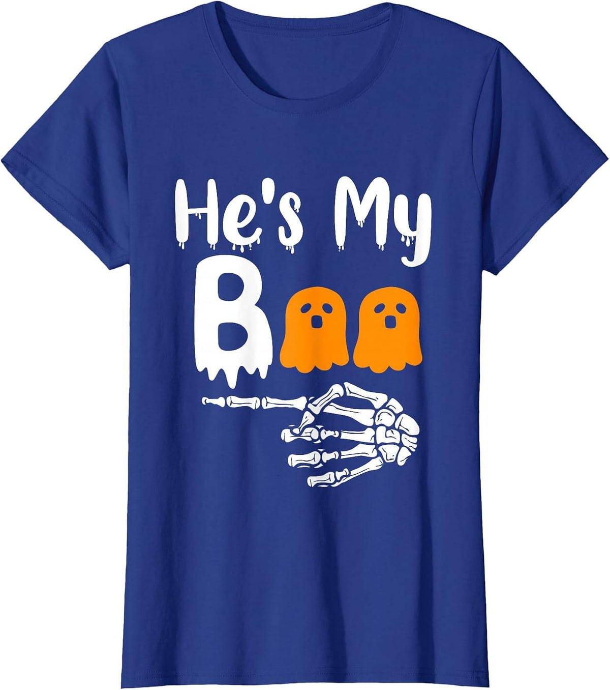 She's My Boo Matching Halloween Pajama Couples He's My Boo T-Shirt - Royal Blue