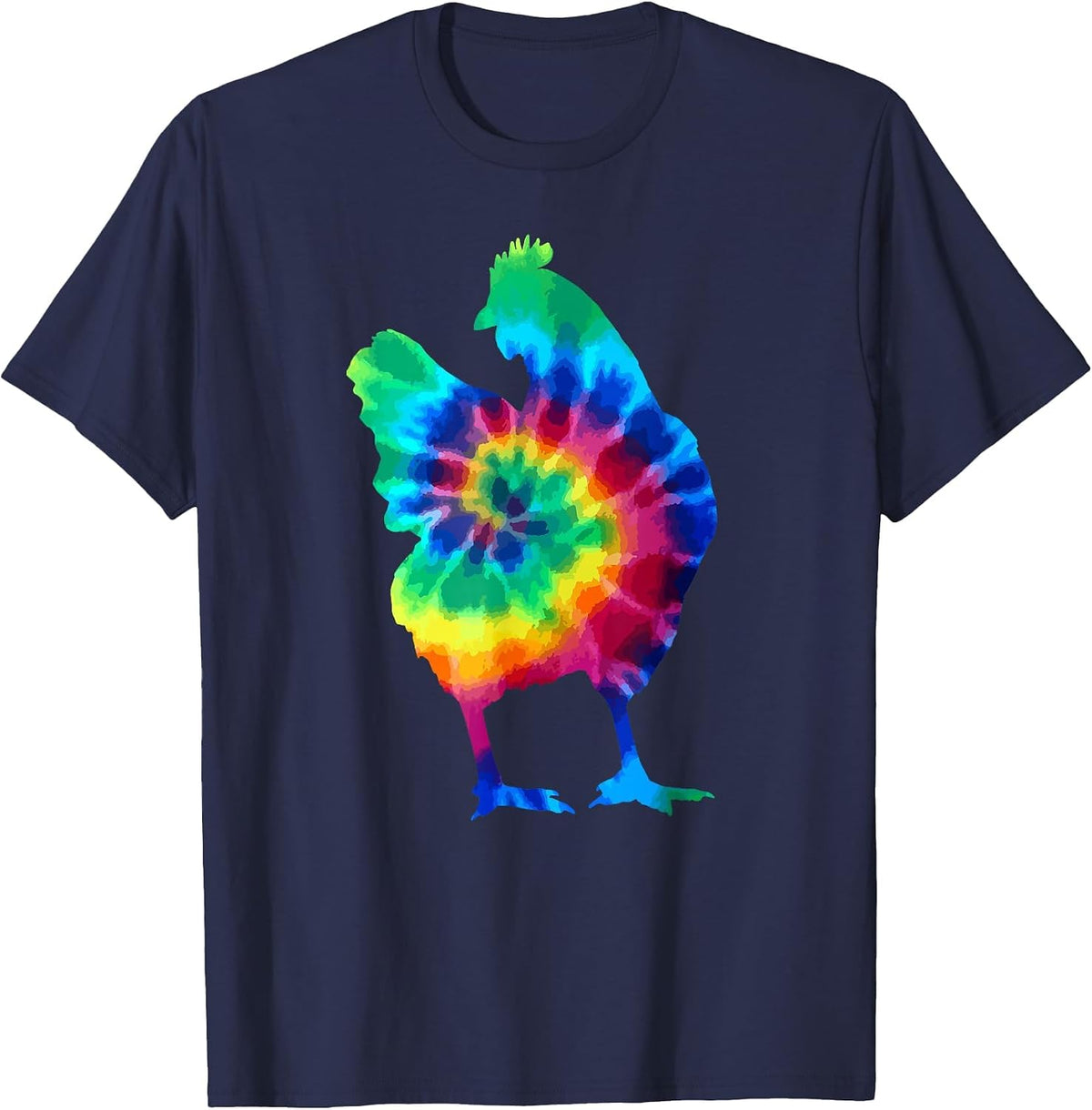 Chicken Tie Dye Vintage Hippie Chickens T-Shirt - Navy Blue