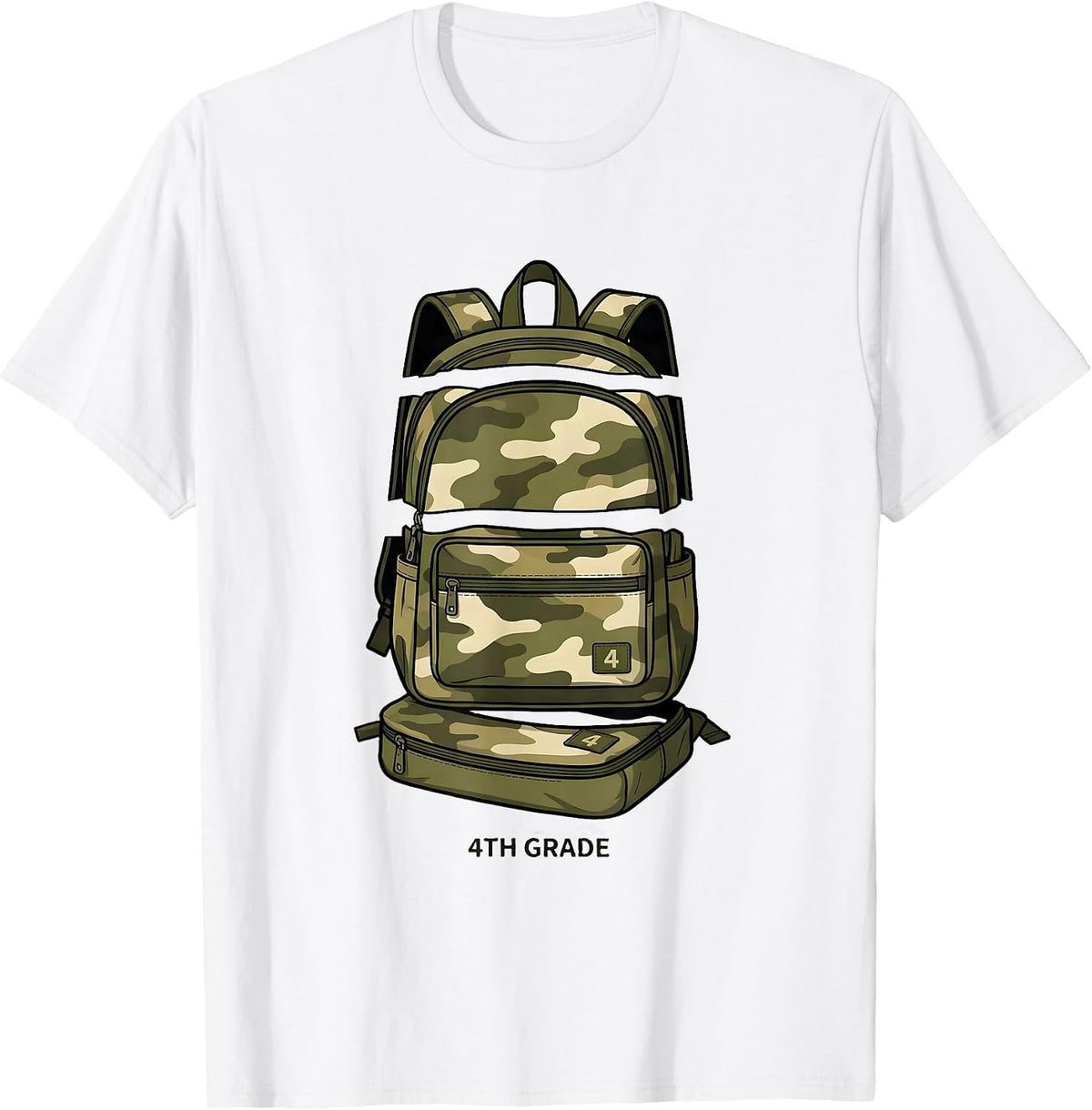 Men's 4th Grade Camo Back To School Boy Teacher Grade Level T-Shirt - White