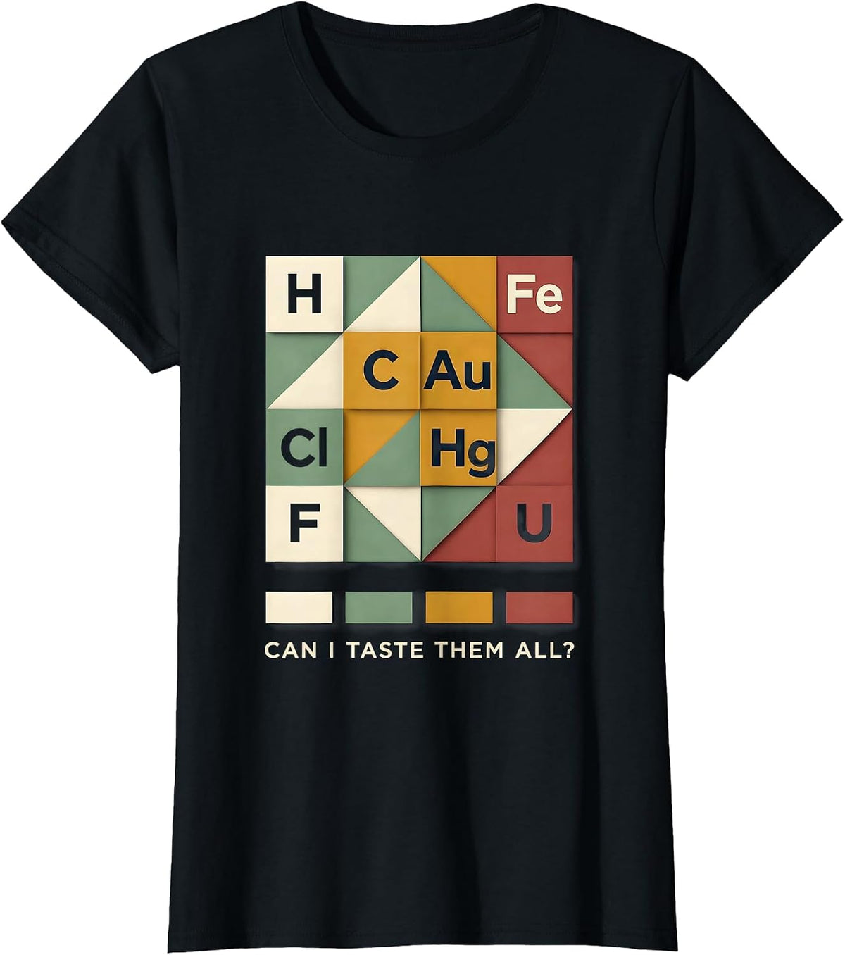 Women's Can I Taste Them All Funny Periodic Table Science Teacher T-Shirt - Black